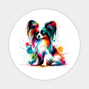 Vibrant Papillon in a Colorful Paint Splatter Magnet